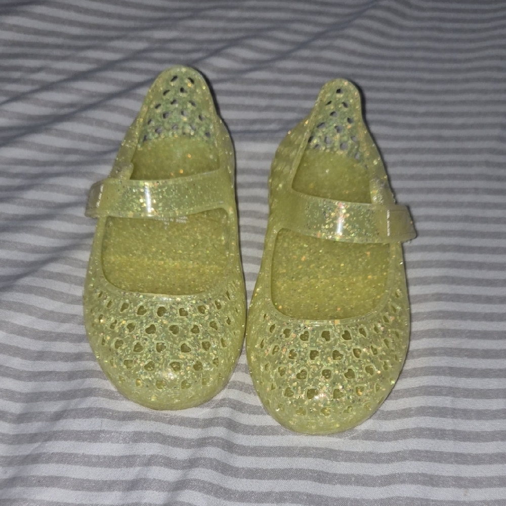 Glittery Yellow Kids Jelly Sandals